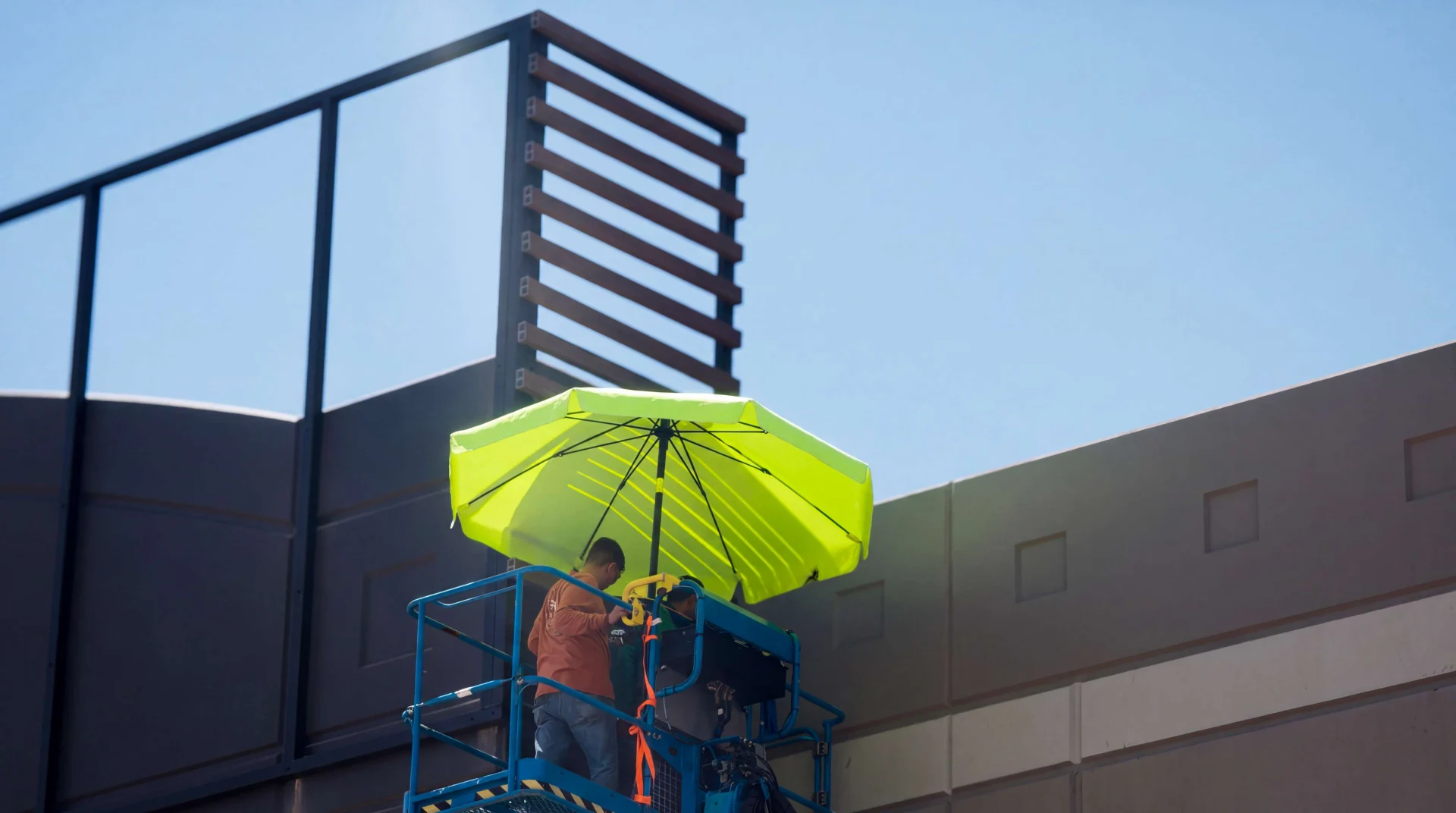 Exterior slats installation at 4600 Regent Blvd