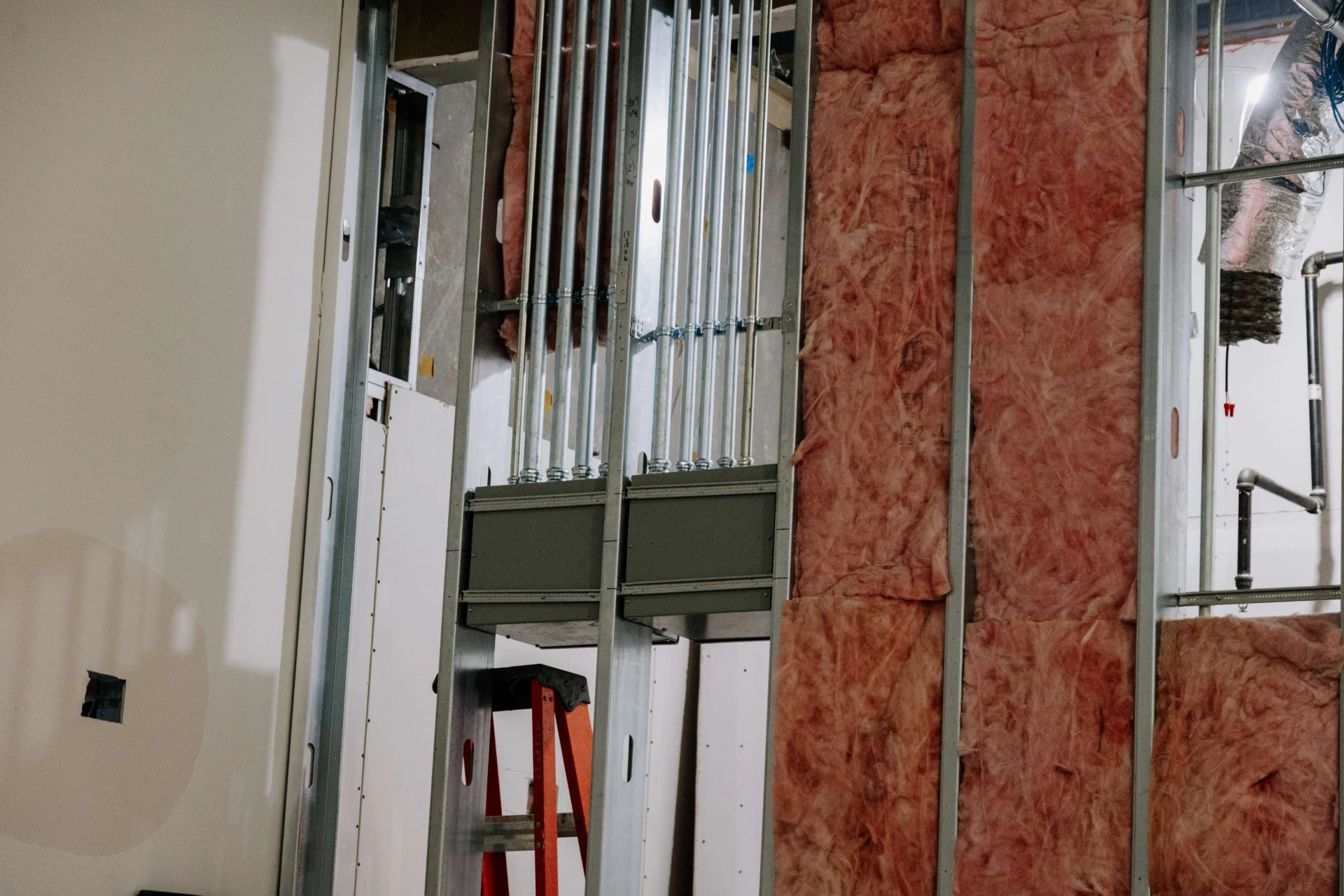 Conduit installed in the Worship Center ceiling